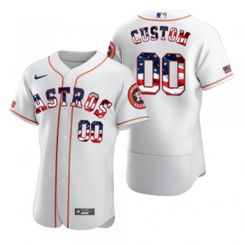 Custom Houston Astros White 2020 Stars & Stripes 4th of July Jersey