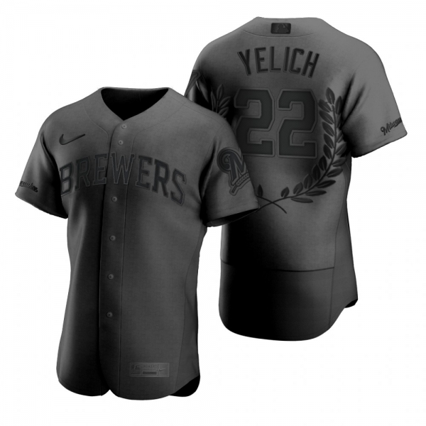 Men's Christian Yelich Milwaukee Brewers Black Award Collection NL MVP Jersey