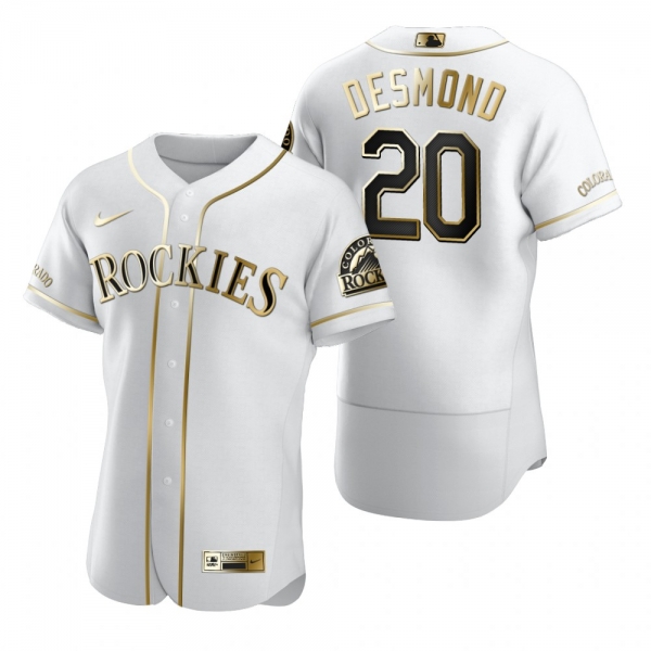 Men's Colorado Rockies Ian Desmond Nike White Authentic Golden Edition Jersey