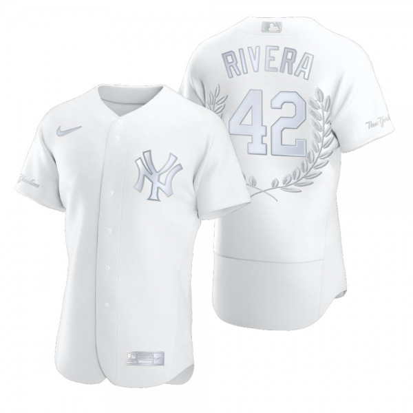 Men's Mariano Rivera New York Yankees White Award Collection Hall of Fame Jersey