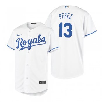 Youth Kansas City Royals Salvador Perez Nike White 2020 Replica Home Jersey