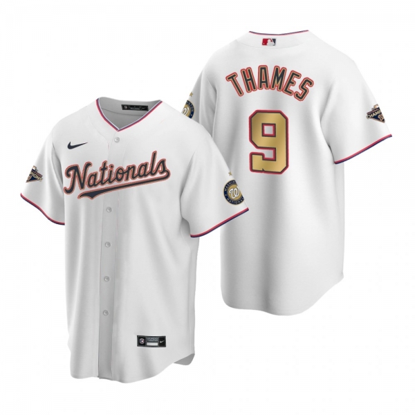 Men's Washington Nationals Eric Thames Nike White 2020 Gold Program Replica Jersey