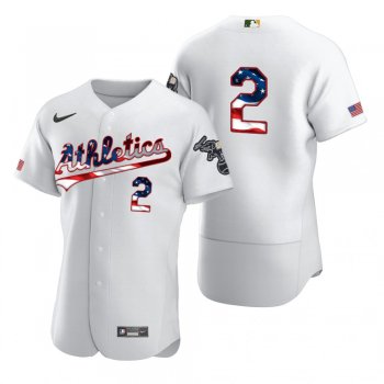 Men's Khris Davis Oakland Athletics White 2020 Stars & Stripes 4th of July Jersey