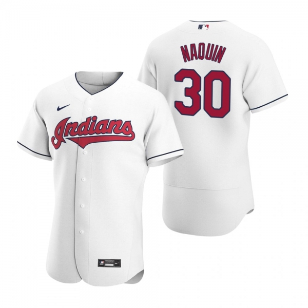 Men's Cleveland Indians Tyler Naquin Nike White Authentic 2020 Home Jersey