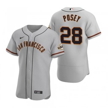 Men's San Francisco Giants Buster Posey Nike Gray Authentic 2020 Road Jersey