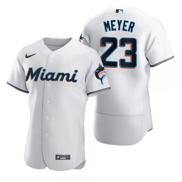 Men's Miami Marlins Max Meyer Nike White Authentic Home Jersey