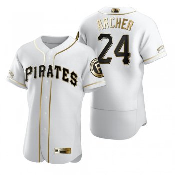 Men's Pittsburgh Pirates Chris Archer Nike White Authentic Golden Edition Jersey