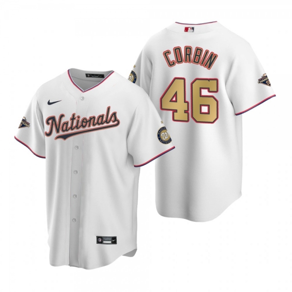 Men's Washington Nationals Patrick Corbin Nike White 2020 Gold Program Replica Jersey