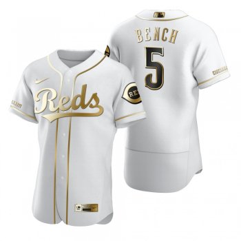 Men's Cincinnati Reds Johnny Bench Nike White Authentic Golden Edition Jersey