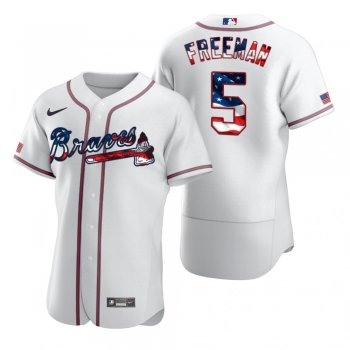 Men's Freddie Freeman Atlanta Braves White 2020 Stars & Stripes 4th of July Jersey