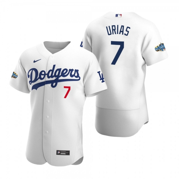 Men's Los Angeles Dodgers Julio Urias 2020 Home Patch White Authentic Jersey