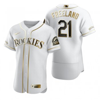 Men's Colorado Rockies Kyle Freeland Nike White Authentic Golden Edition Jersey