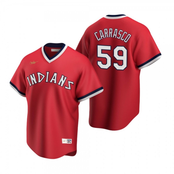 Men's Cleveland Indians Carlos Carrasco Nike Red Cooperstown Collection Road Jersey