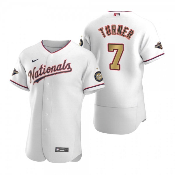 Men's Washington Nationals Trea Turner Nike White 2020 Gold Program Authentic Jersey