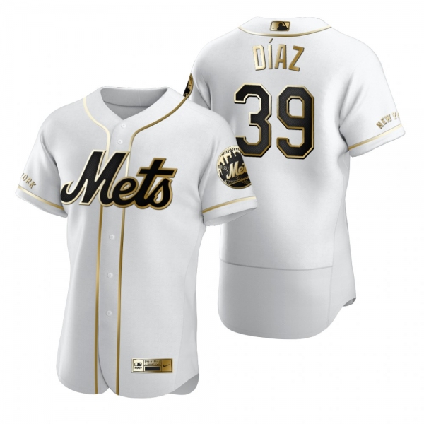 Men's New York Mets Edwin Diaz Nike White Authentic Golden Edition Jersey