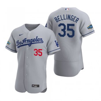 Men's Los Angeles Dodgers Cody Bellinger 2020 Road Patch Gray Authentic Jersey