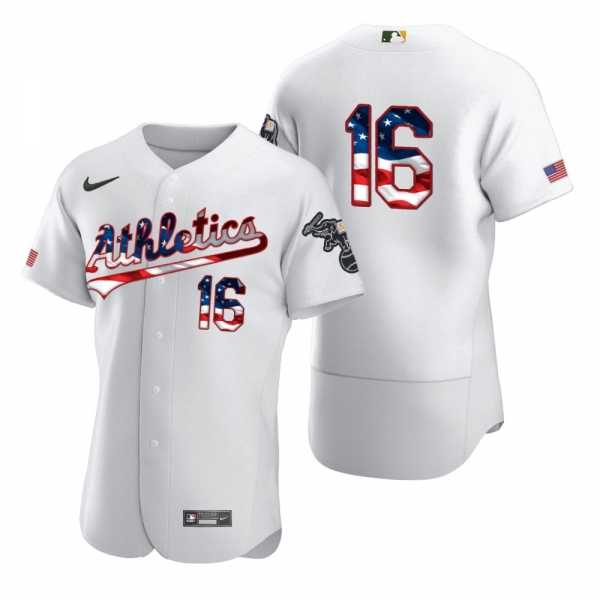 Men's Liam Hendriks Oakland Athletics White 2020 Stars & Stripes 4th of July Jersey