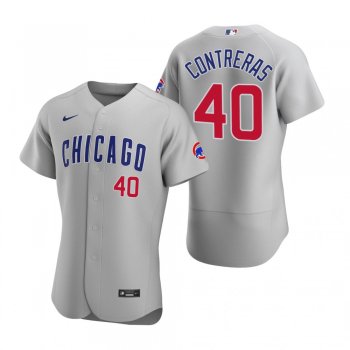 Men's Chicago Cubs Willson Contreras Nike Gray Authentic 2020 Road Jersey