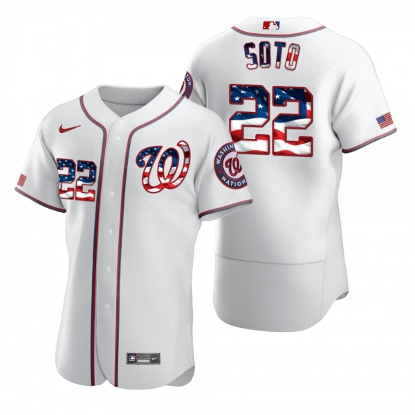 Men's Juan Soto Washington Nationals White 2020 Stars & Stripes 4th of July Jersey