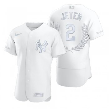 Men's Derek Jeter New York Yankees White Award Collection Hall of Fame Jersey