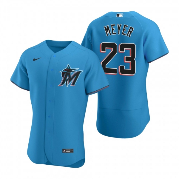 Men's Miami Marlins Max Meyer Nike Blue Authentic Alternate Jersey