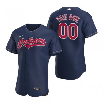 Men's Cleveland Indians Custom Nike Navy Authentic 2020 Alternate Jersey