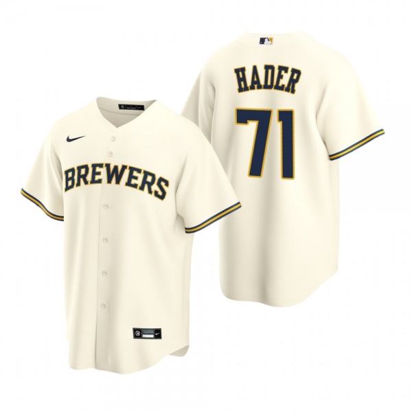 Men's Milwaukee Brewers Josh Hader Nike Cream Replica Home Jersey