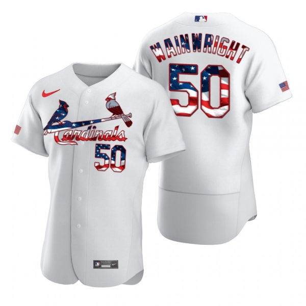 Men's Adam Wainwright St. Louis Cardinals White 2020 Stars & Stripes 4th of July Jersey