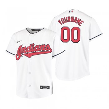 Youth Cleveland Indians Custom Nike White Replica Home Jersey