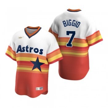 Men's Houston Astros Craig Biggio Nike White Orange Cooperstown Collection Home Jersey