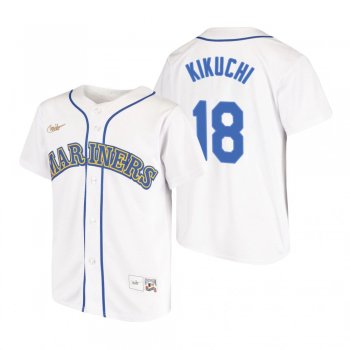 Youth Seattle Mariners Yusei Kikuchi Nike White Cooperstown Collection Home Jersey