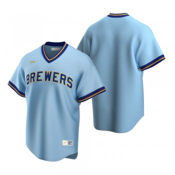 Men's Milwaukee Brewers Nike Powder Blue Cooperstown Collection Road Jersey