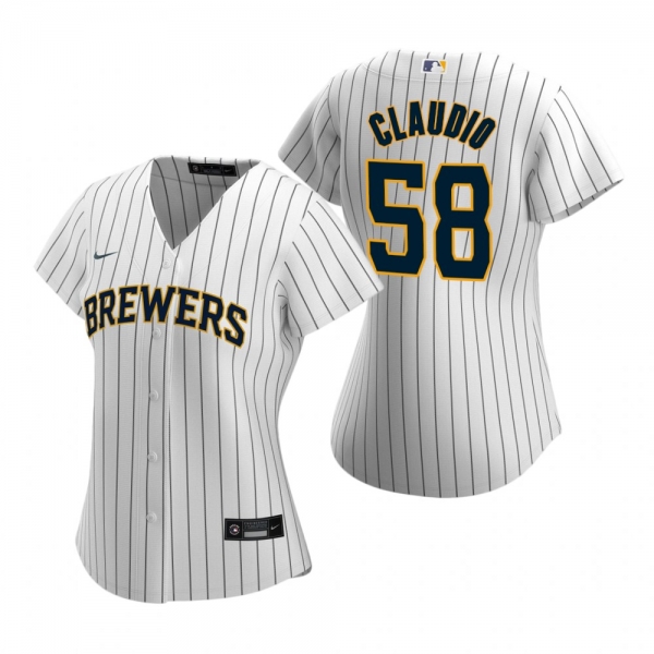 Women's Milwaukee Brewers Alex Claudio Nike White 2020 Replica Alternate Jersey