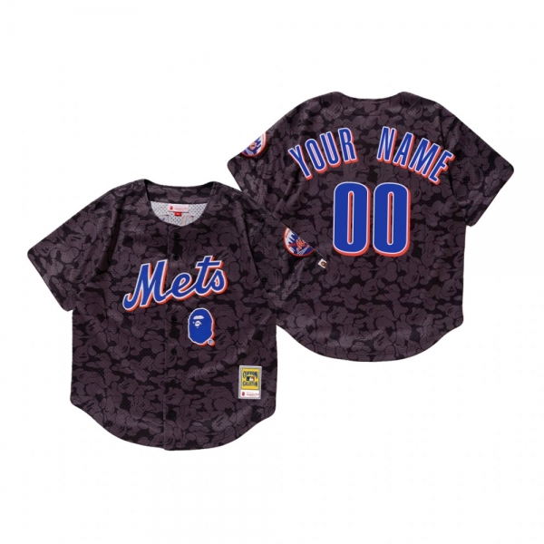 New York Mets Custom Charcoal BAPE x Mitchell & Ness Jersey