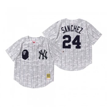 Men's New York Yankees Gary Sanchez White BAPE x Mitchell & Ness Jersey