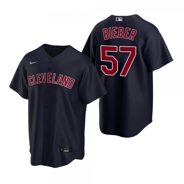 Men's Cleveland Indians Shane Bieber Nike Navy Replica Alternate Jersey