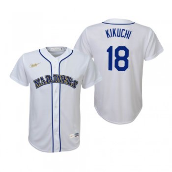 Youth Seattle Mariners Yusei Kikuchi Nike White Cooperstown Collection Home Jersey