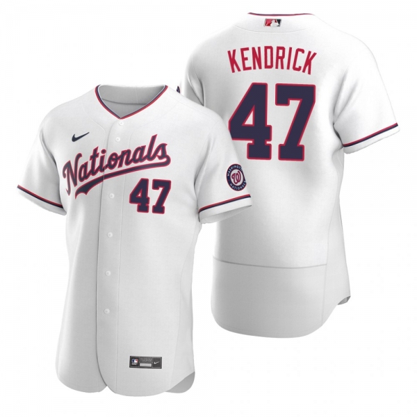 Men's Washington Nationals Howie Kendrick White Authentic 2020 Alternate Team Logo Jersey