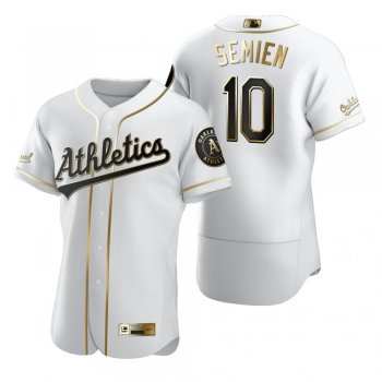 Men's Oakland Athletics Marcus Semien Nike White Authentic Golden Edition Jersey