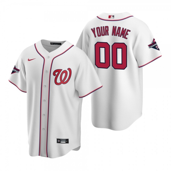 Men's Washington Nationals Custom Nike White 2019 World Series Champions Replica Jersey