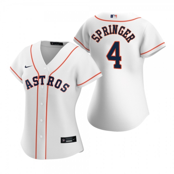 Women's Houston Astros George Springer Nike White 2020 Replica Home Jersey