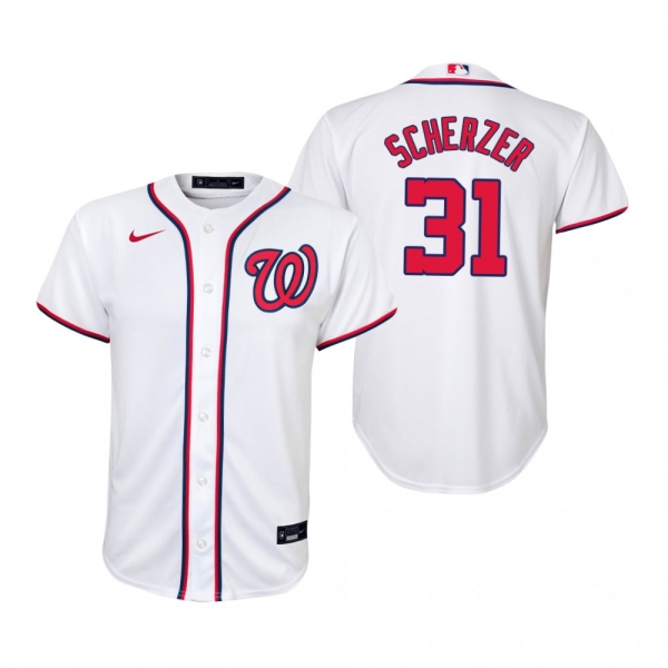 Youth Washington Nationals Max Scherzer Nike White Replica Home Jersey