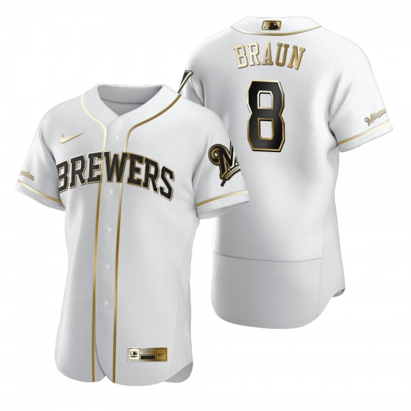 Men's Milwaukee Brewers Ryan Braun Nike White Authentic Golden Edition Jersey