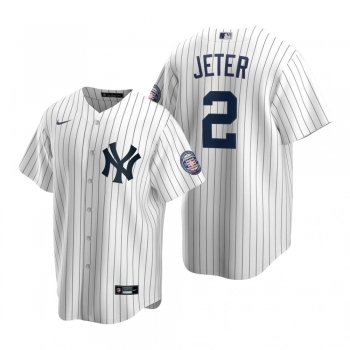 Men's New York Yankees Derek Jeter Nike White Navy 2020 Hall of Fame Induction Replica Jersey