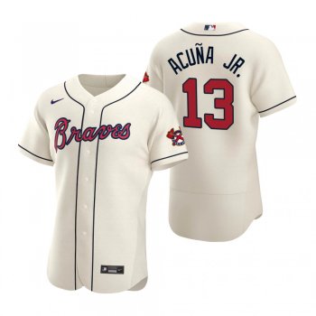 Men's Atlanta Braves Ronald Acuna Jr. Nike Cream Authentic 2020 Alternate Jersey