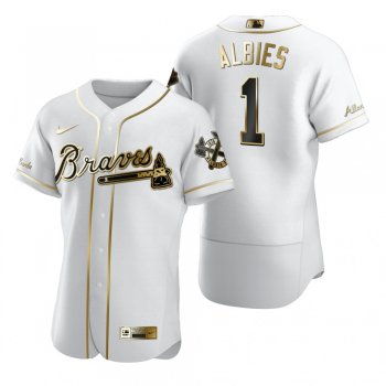 Men's Atlanta Braves Ozzie Albies Nike White Authentic Golden Edition Jersey