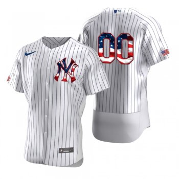 Custom New York Yankees White 2020 Stars & Stripes 4th of July Jersey