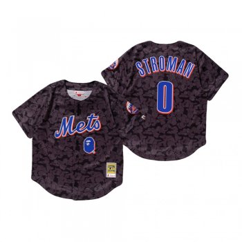 Men's New York Mets Marcus Stroman Charcoal BAPE x Mitchell & Ness Jersey