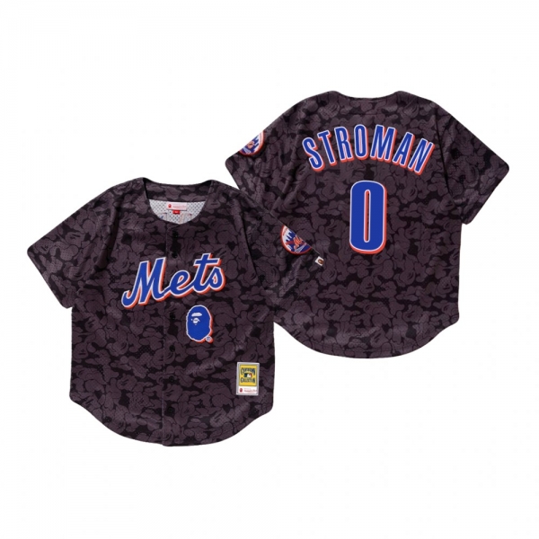 Men's New York Mets Marcus Stroman Charcoal BAPE x Mitchell & Ness Jersey