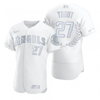 Men's Mike Trout Los Angeles Angels White Award Collection AL MVP Jersey